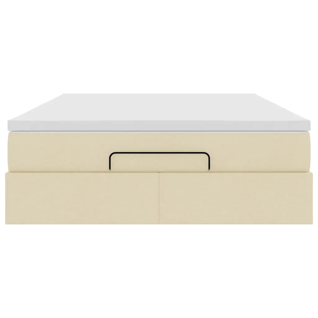 vidaXL Struttura Letto Pouf con Materasso Crema 140x200 cm in Tessuto