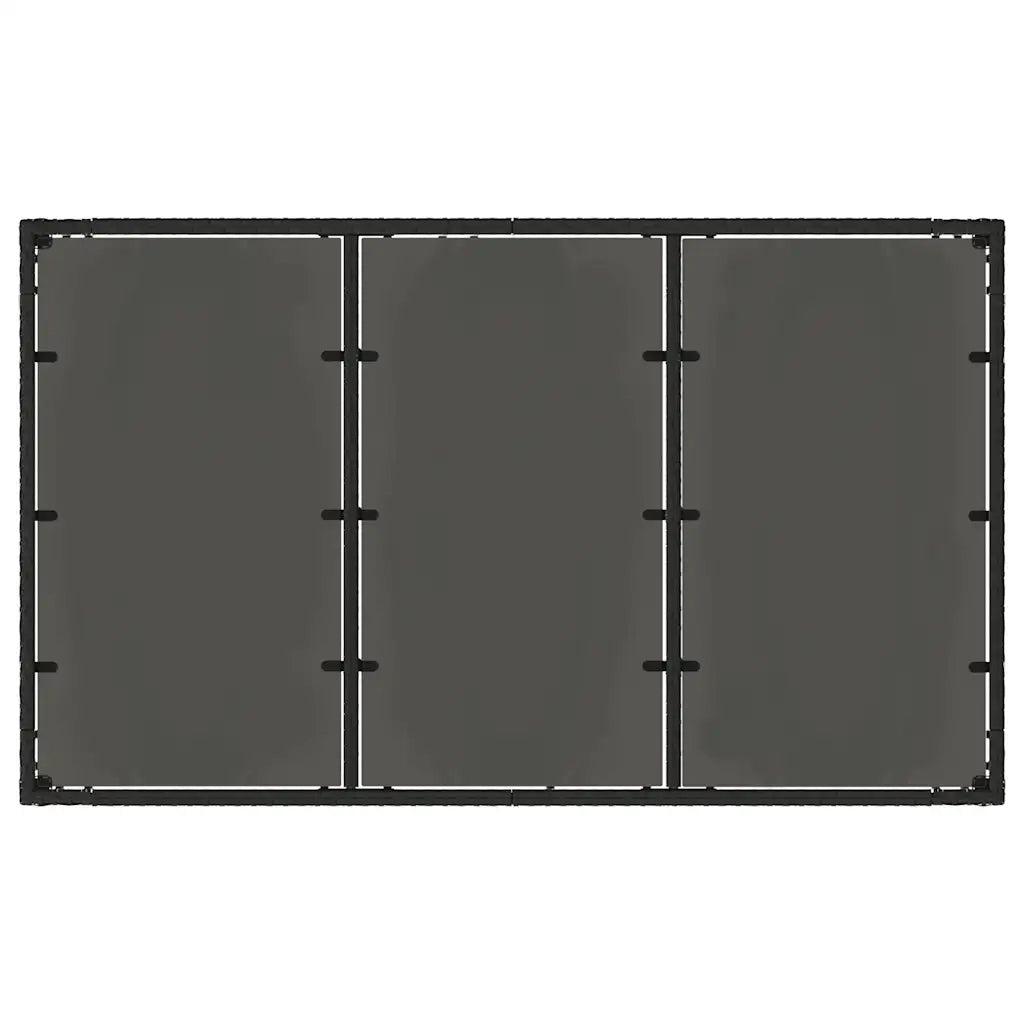 Tavolo da Giardino | Tavolino da esterno Piano in Vetro Nero 150x90x75 cm Polyrattan