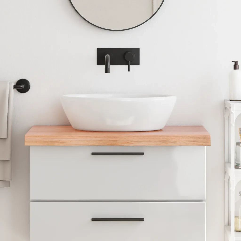 Piano Bagno Marrone 80x50x(2-6) cm Legno Massello Trattato 3156121