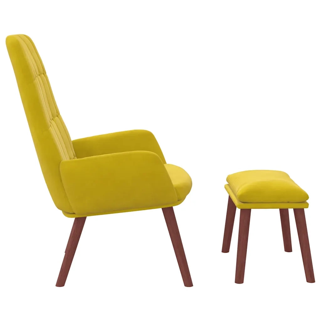 Divano Sedia-Poltrona Relax con Poggiapiedi Giallo in Velluto 680862