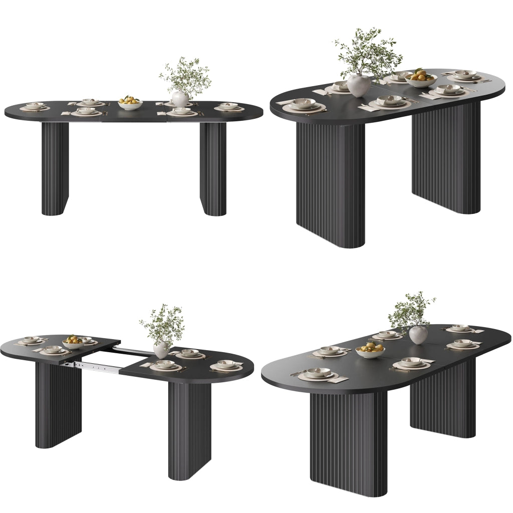 Tavolo da pranzo allungabile con piano regolabile; in MDF e metallo; nero; 120 × 80 × 75;5 cm