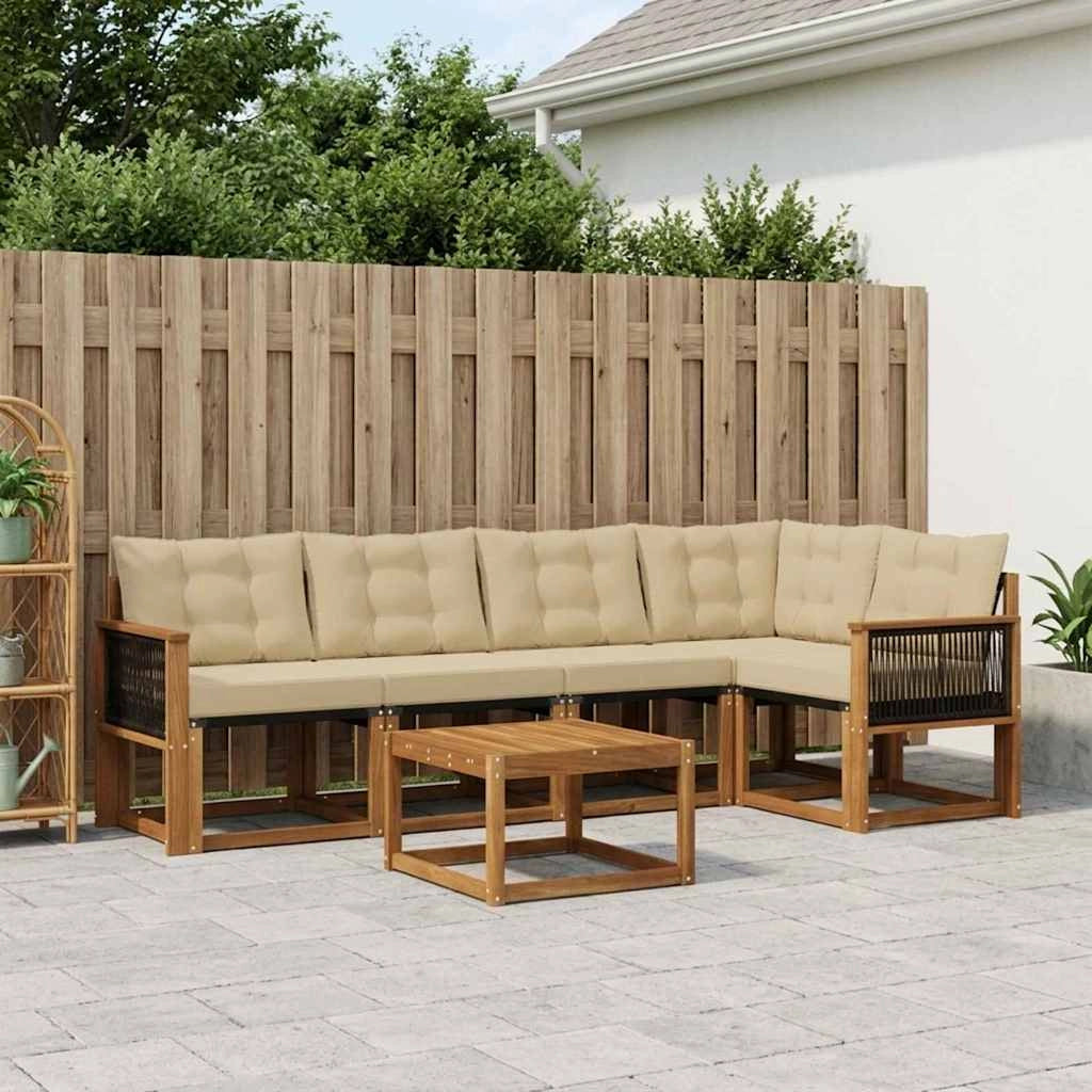 Set di divani da esterno 6 pz Naturale e Beige 3381969