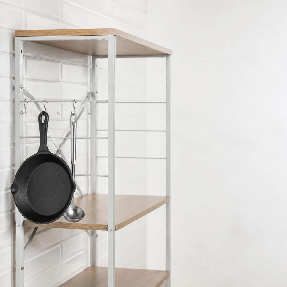 Microwave Shelf, White Oak, 60x39.6x79.5 Cm, Engineered Wood