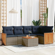 Set Divani da Giardino 6 pz con Cuscini Grigio in Polyrattan 3227636