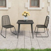 Set da Pranzo da Giardino 3 pz in Rattan PVC Nero cod mxl 43881