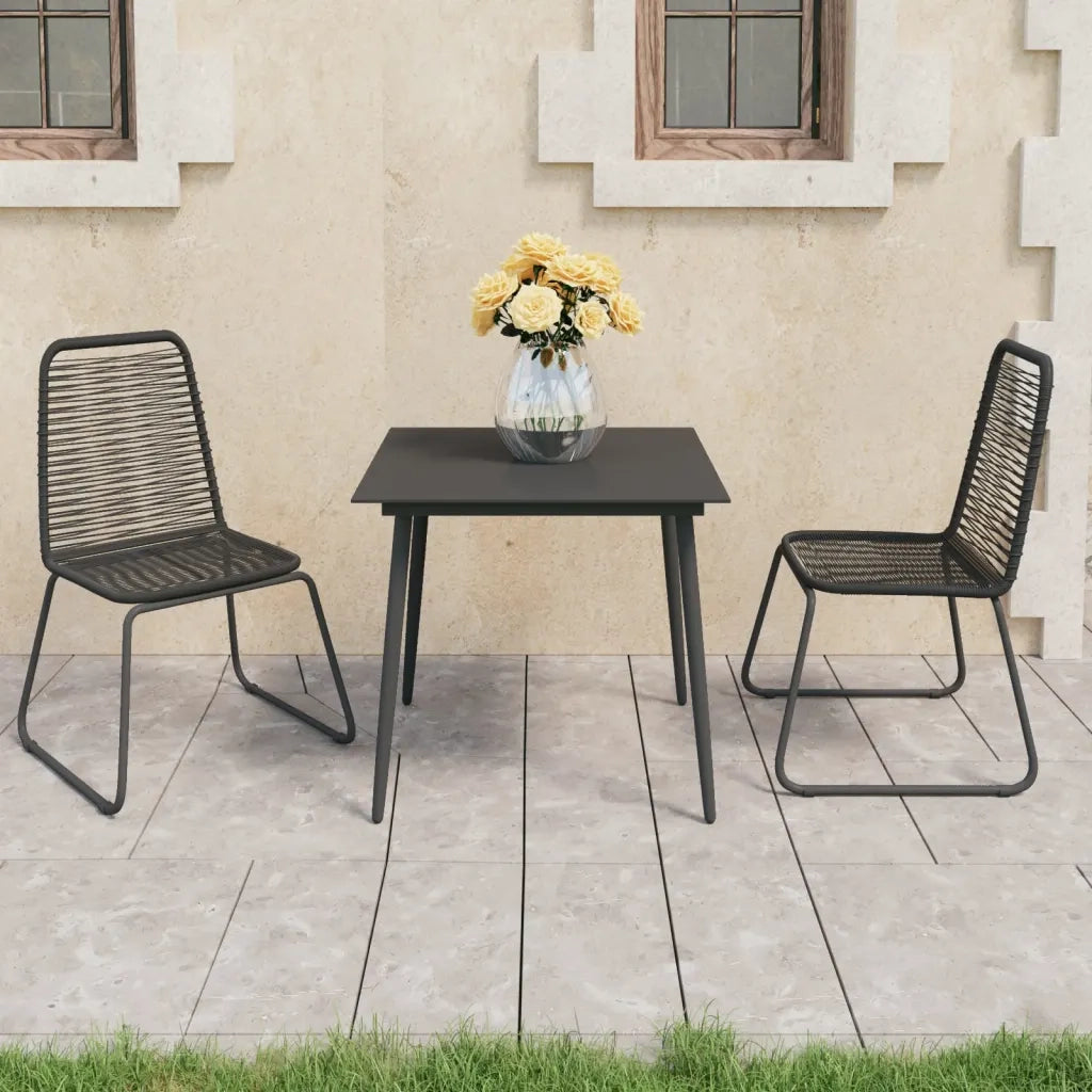 Set da Pranzo da Giardino 3 pz in Rattan PVC Nero cod mxl 43881