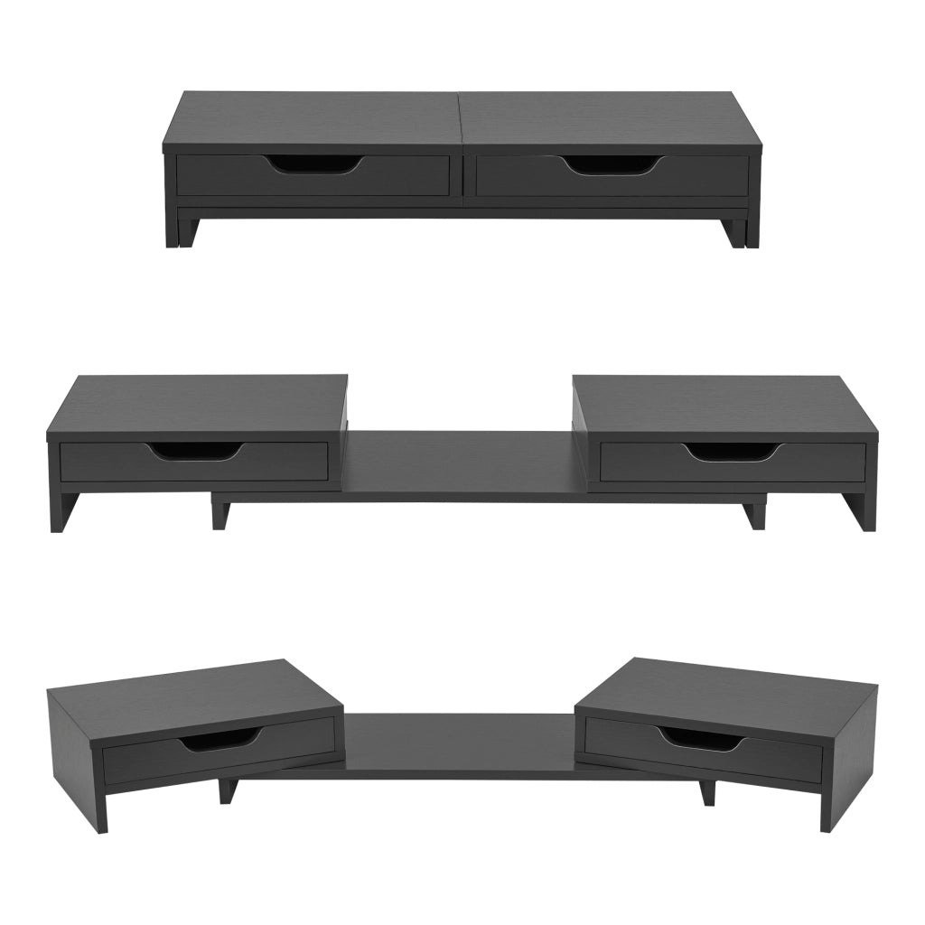 Supporto di Rialzo Monitor 'Marttila' Stand per 2 Schermi - Base con Cassetti - Grigio Scuro [en.casa]