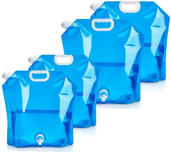 Set di serbatoi acqua opachi per emergenze - 4 pezzi Serbatoi acqua opachi da 5 e 10 litri con coperchio ermetico e maniglione - Borsa acqua portatile per situazioni di emergenza - serbatoio acqua per emergenze