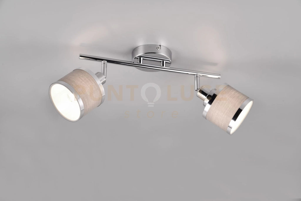 AROSA BARRA 2 SPOTS METALLO CROMATO CON PARALUME GRIGIO L. 53CM 2 LUCI ATTACCO E14