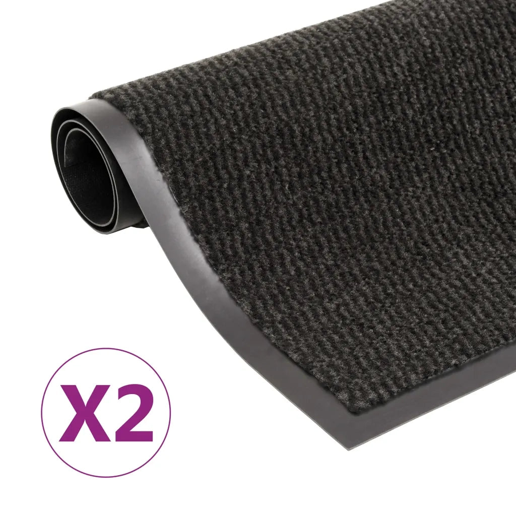Tappeti Antipolvere 2 pz Rettangolari Trapuntati 80x120 cm Neri cod mxl 76265