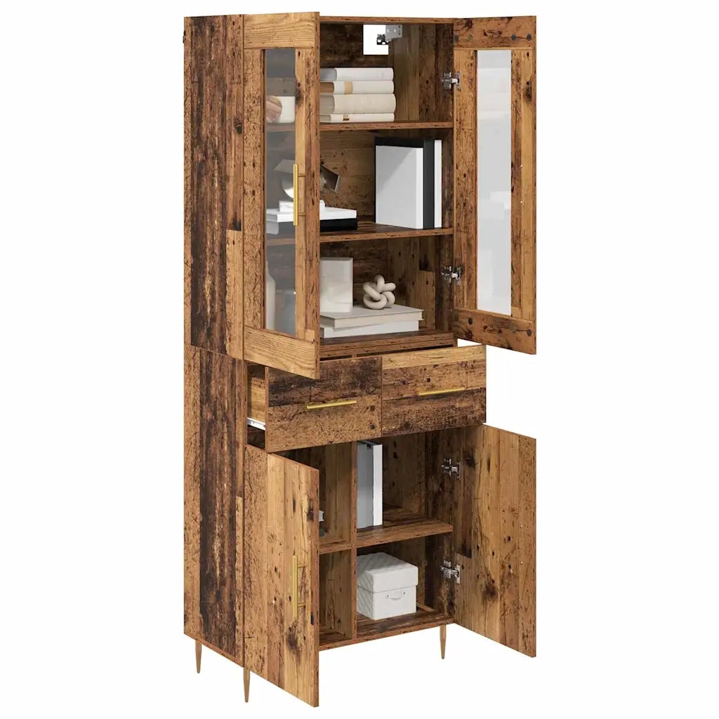 Credenza con cassetto 2 pz | Madia | Buffet da pranzo | Armadio da pranzo Legno vecchio Legno multistrato