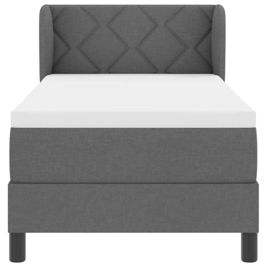 Letto a molle con materasso  Grigio scuro 80x200 cm Tessuto