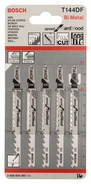 2608634567 - Set 5 lame per seghetto alternativo T 144 DF Speed for Hard Wood