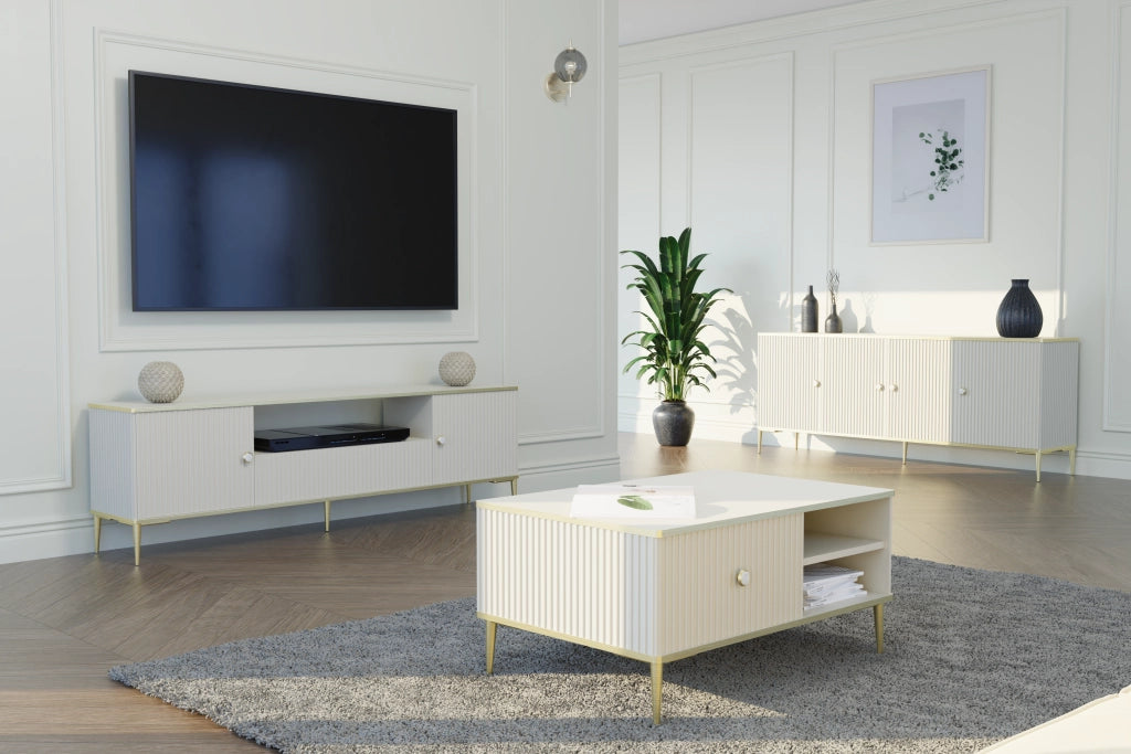 PORTA TV PETRA 180 2D1S GAMBE CASHMERE ORO