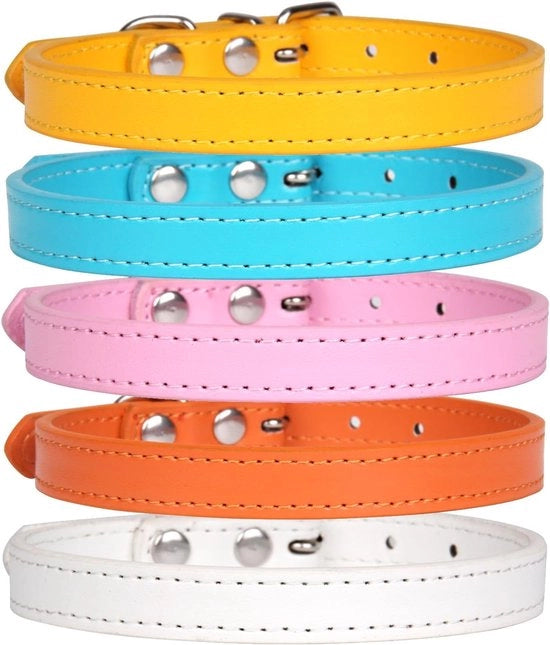 Collare per gatti 5 pezzi - collare flessibile per gatti e gattini - regolabile - giallo oro - bianco - rosa - blu