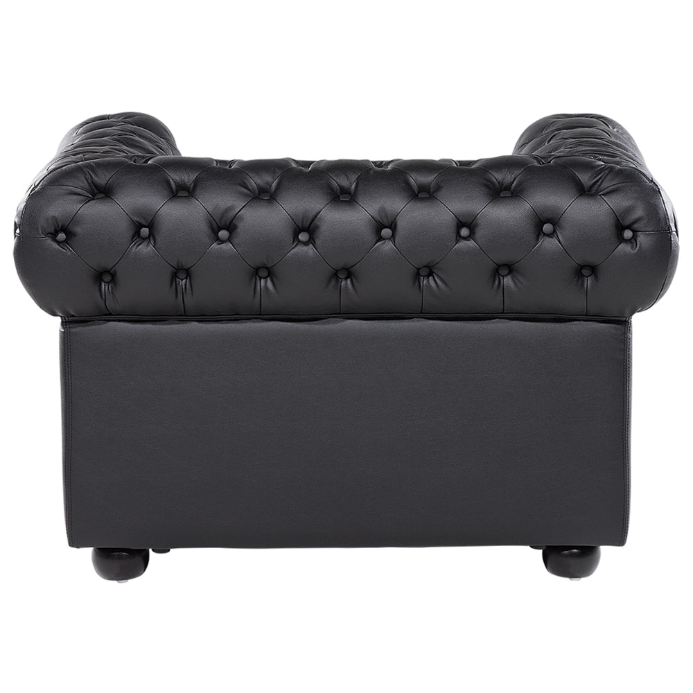 Poltrona Chesterfield nera Vera Pelle trapuntata in stile Contemporaneo