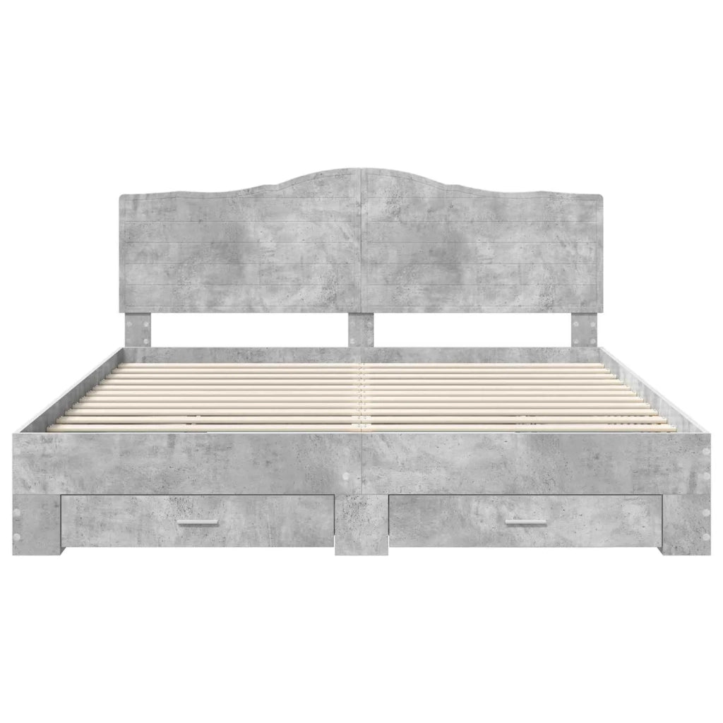 Struttura del letto con testiera Grigio cemento 200 x 200 cm