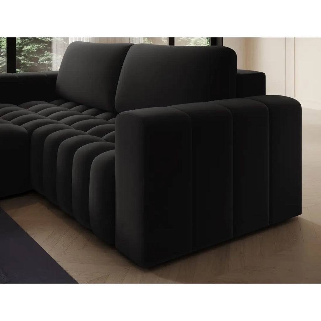 Divano angolare convertibile DORY nero 250 cm con contenitore angolo sinistro