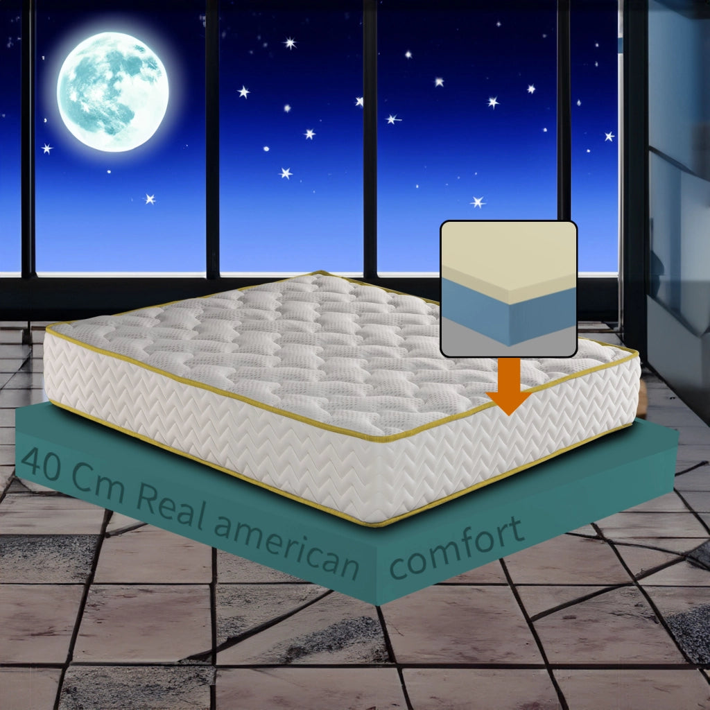 Materasso memory foam Piazza e mezzo 120X190 Cm, Materasso Americano contro il mal di schiena ALTO 40 Cm | Materasso memory che NON SI SCALDA con imbottitura anallergica - MOD. CALIFORNIA40
