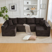 SOFA Modulare a U 320x155x88 cm in Corduroy Marrone