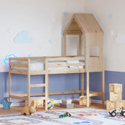 vidaXL Letto Soppalco con Scala e Tetto 90x190 cm Legno Massello Pino