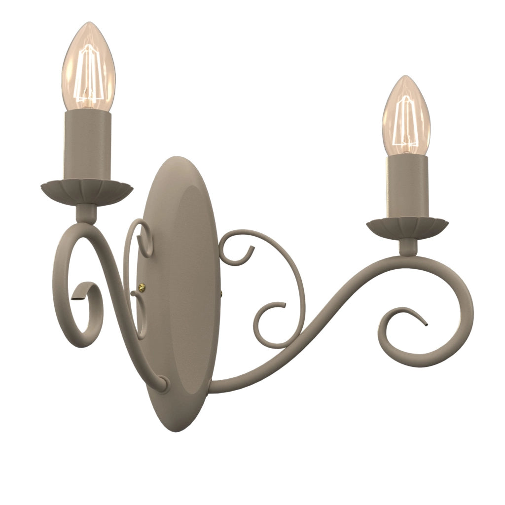 Applique rustica Mauro 2xE14 beige metallo IP20