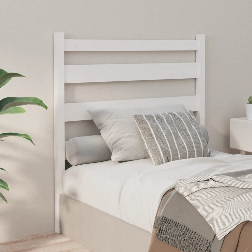 Testiera | Testata per Letto Bianca 106x4x100cm in Legno Massello di Pino