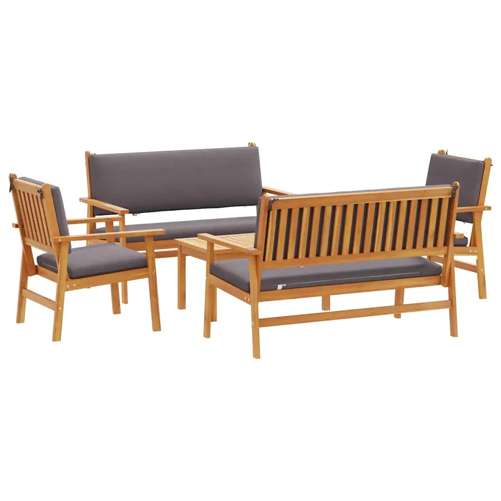 Set Divano da Giardino 5 pcs Marrone Legno di Acacia Massello 3331814