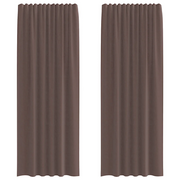 Tende in Voile con Tasche per Aste 2 pz Marrone