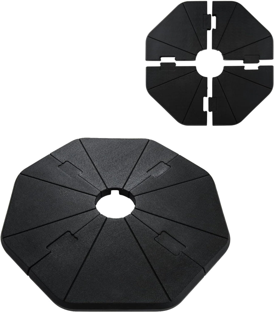 Set di 4 piedini per ombrellone, riempiti con acqua o sabbia, set di 4 piastrelle per ombrelloni in HDPE, supporto per ombrellone per spiaggia, giardino, balcone, terrazzo, ottagonale, 116 x