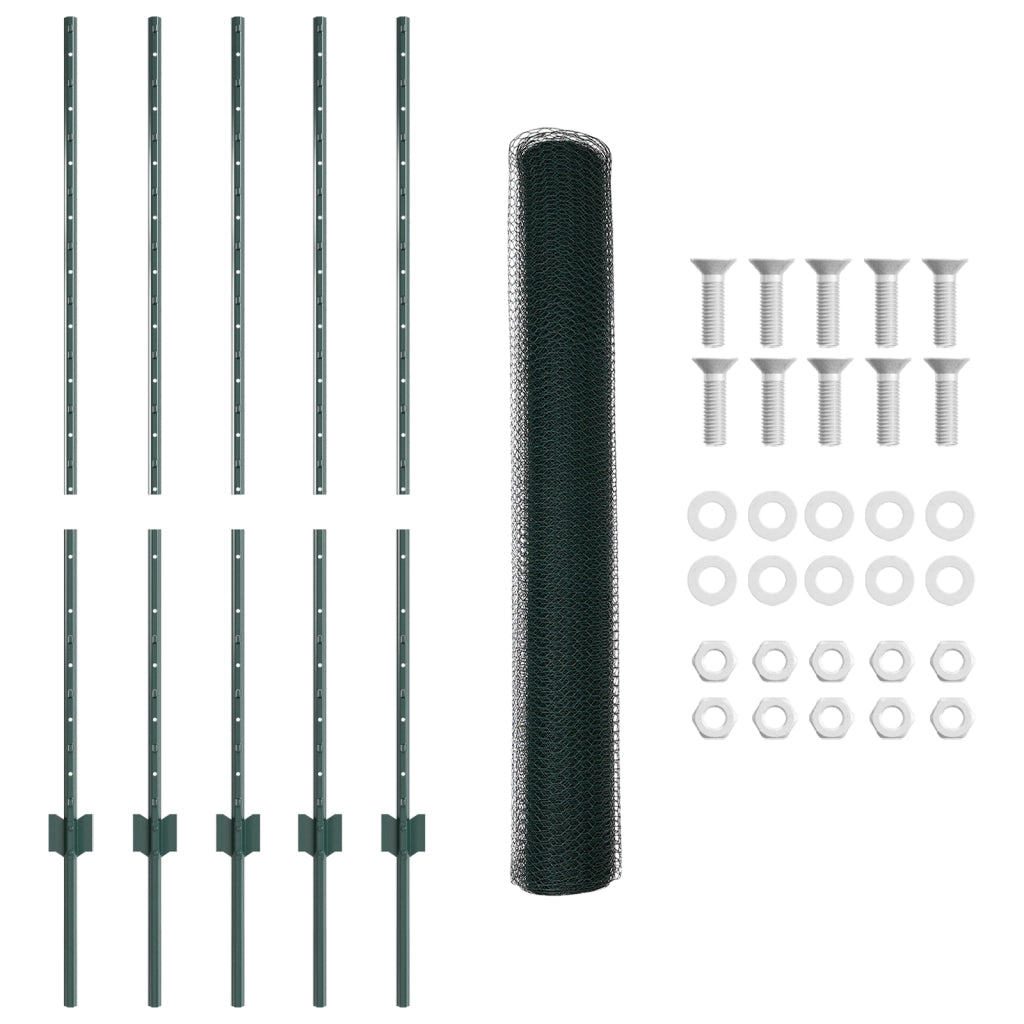 Pali da Recinzione  5 pcs U-Channel Verde 120 cm Acciaio