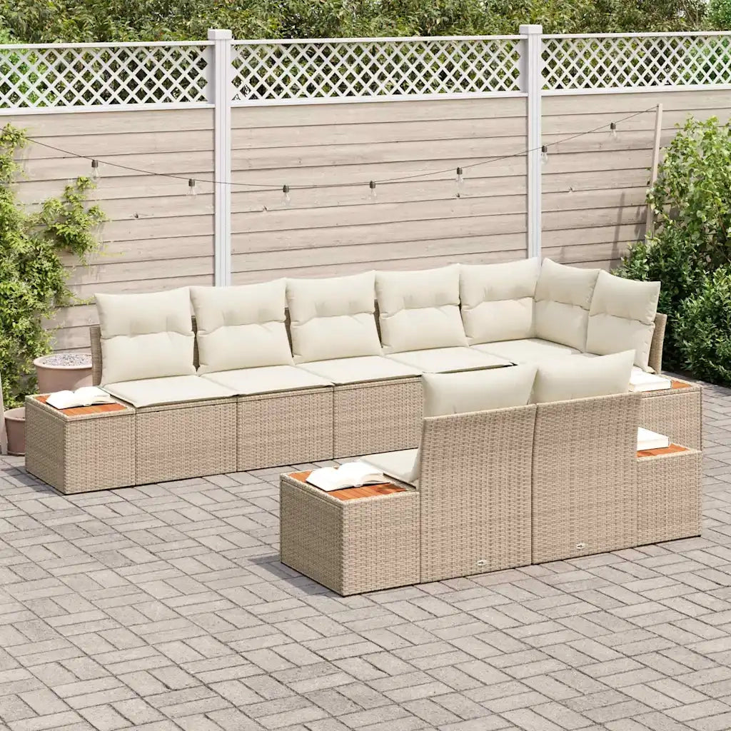 Set Divano da Giardino 8 pcs Beige e Crema Polyrattan 3356781