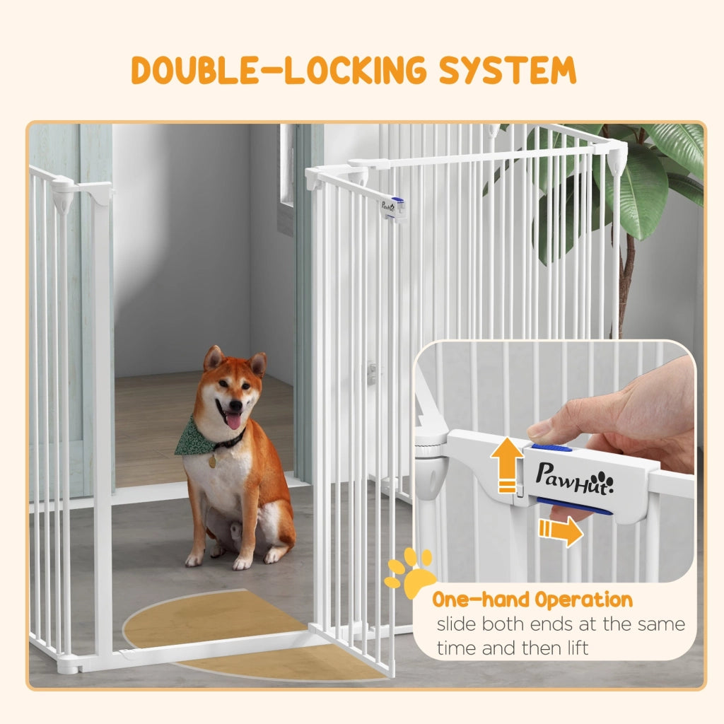 Cancelletto di Sicurezza per Animali Domestici 123x102x100 cm in Acciaio e Plastica Bianco
