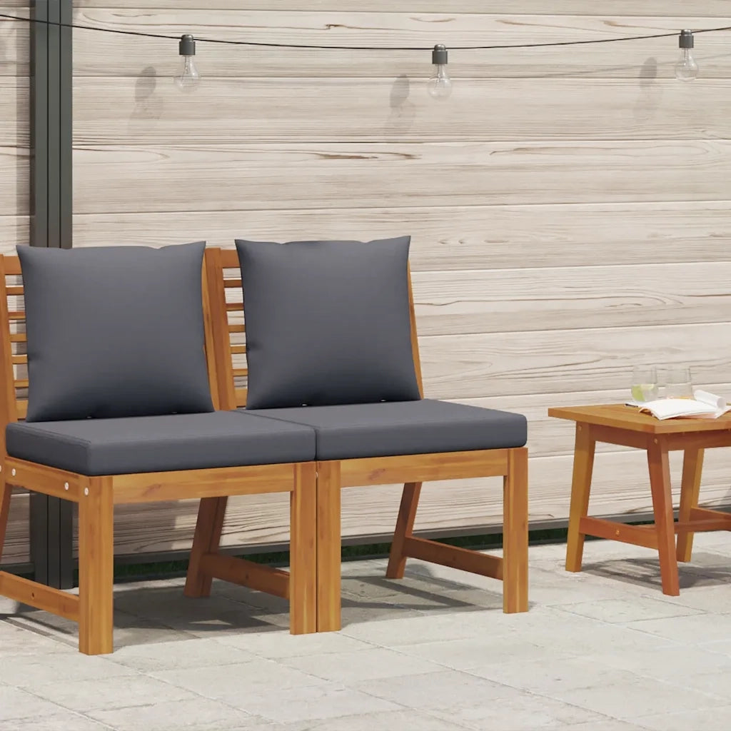 Divano Centrale Modulare Cuscini Grigio Scuro Massello Acacia cod mxl 67212