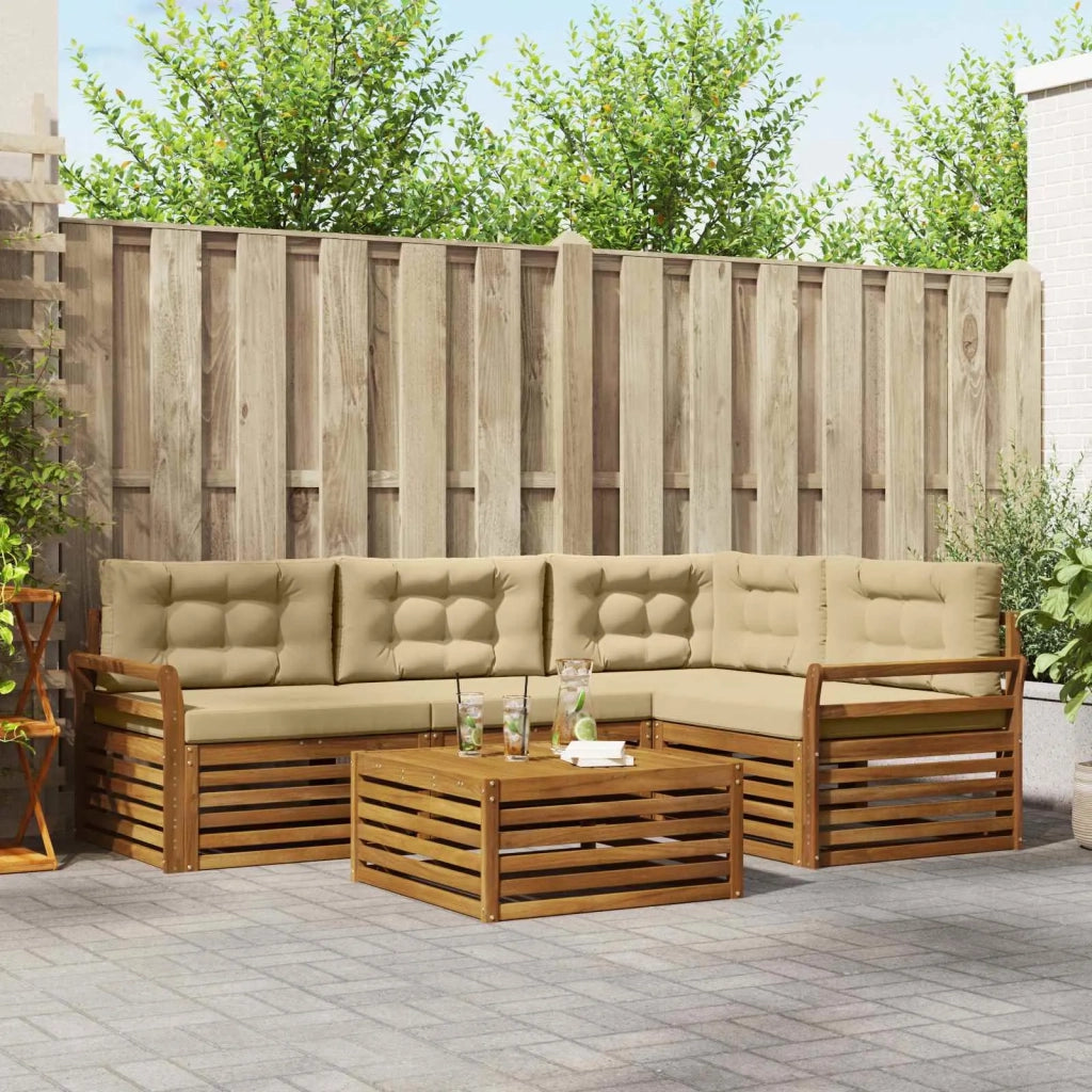 Set di divani da esterno con cuscino 5 pcs Naturale e Beige