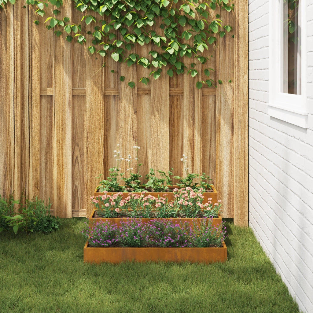 Fioriera da Giardino 3-Tier 90x90x35 cm Acciaio Resistente alle Intemperie