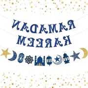 Set di Banderine Decorative per Ramadan - Eid Mubarak - Decorazione di Festa in Casa - Ramadan Kareem - Accessori di Festa per Casa