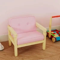 Poltrona per Bambini con Tessuto Morbido di Velluto e Struttura in Legno Seduta e Schienale Imbottiti 46,5x44x45 cm Rosa
