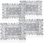 Tavola da tovagliato 4 pezzi stellato - lavabile - adatta a Natale - grigio - velluto - 44 x 30 cm
