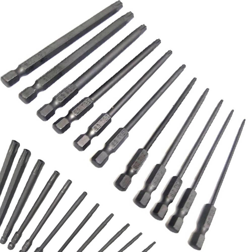 Trade Shop - Set 11 Inserti Da T6 A T40 100mm Cacciaviti Torx Per Avvitatore Esagonale 1/4" -
