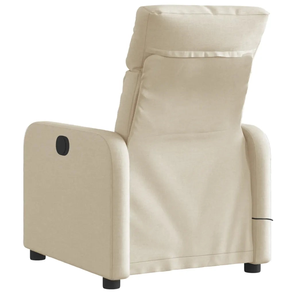 Poltrona Reclinabile Massaggiante | Sedia Relax Elettrica Crema in Tessuto