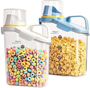 Set di conservazione per cereali con coperchio, contenitore a tenuta d'aria per la cucina, scatola di conservazione per cereali, riso, farina, BPA libero, 2L (blu + bianco)