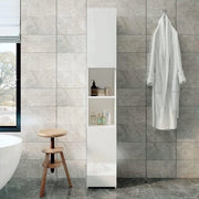 Cassettiera da bagno alta | Alta cassettiera snella con 2 porte a finitura alta lucida - bianca - moderna - 30 x 30 x 184 cm cassettiera da bagno alta
