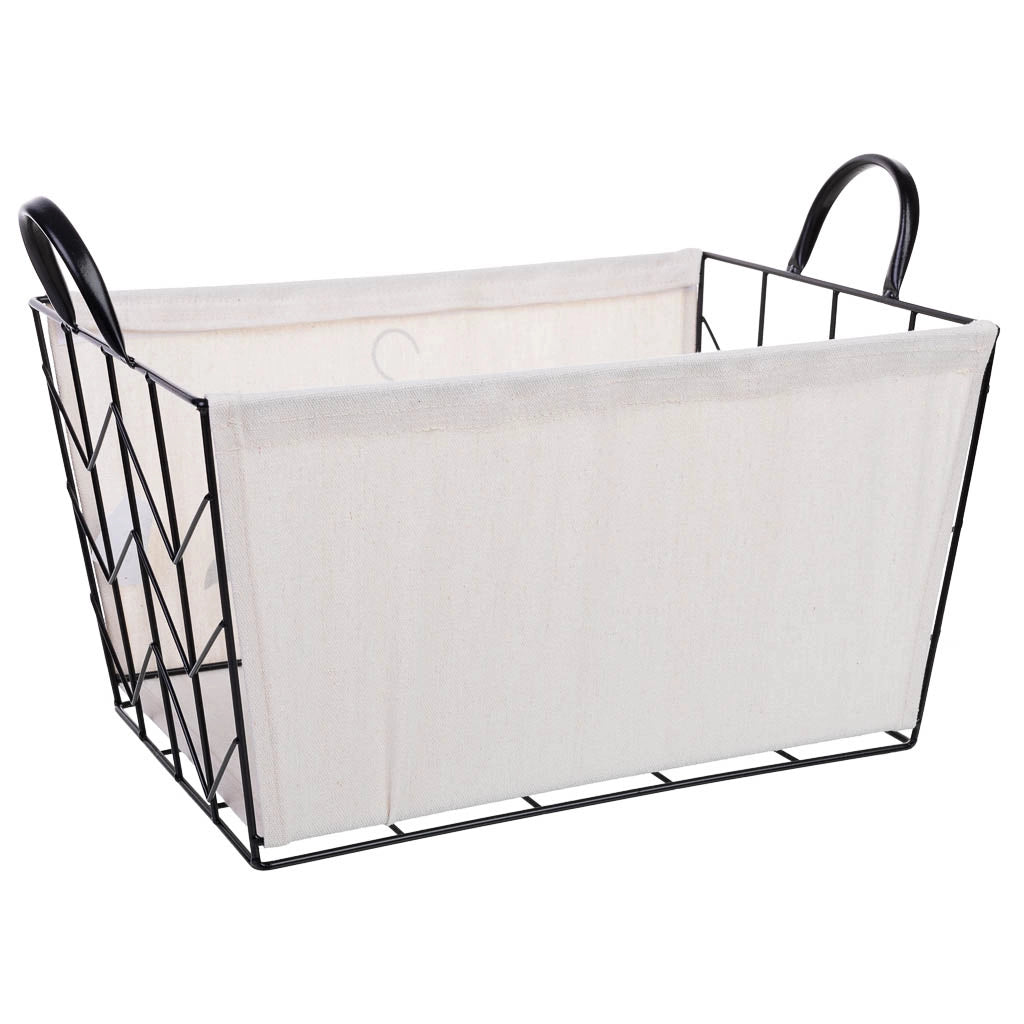 Cesto di stoccaggio in metallo e tessuto 40x28x22/29