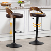 Sgabello da Bar Girevole con Schienale ¨C MINIMAL ¨C Noce Nero, Seduta in PU, Altezza Regolabile