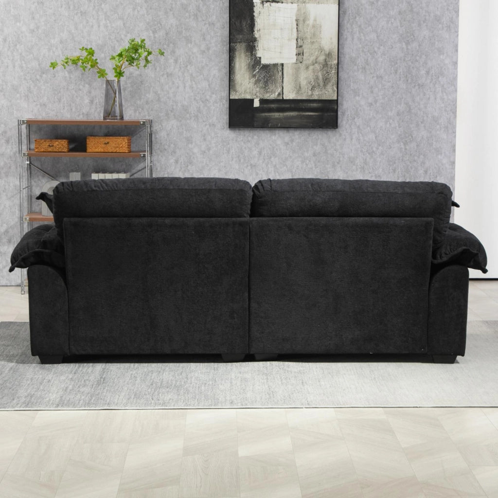 Divano a due posti, 213 cm, tessuto chenille, schiuma memory, nero