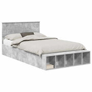 Letto matrimoniale | Letto per adulti | Struttura del letto con lo scaffale Grigio cemento 120 x 190 cm