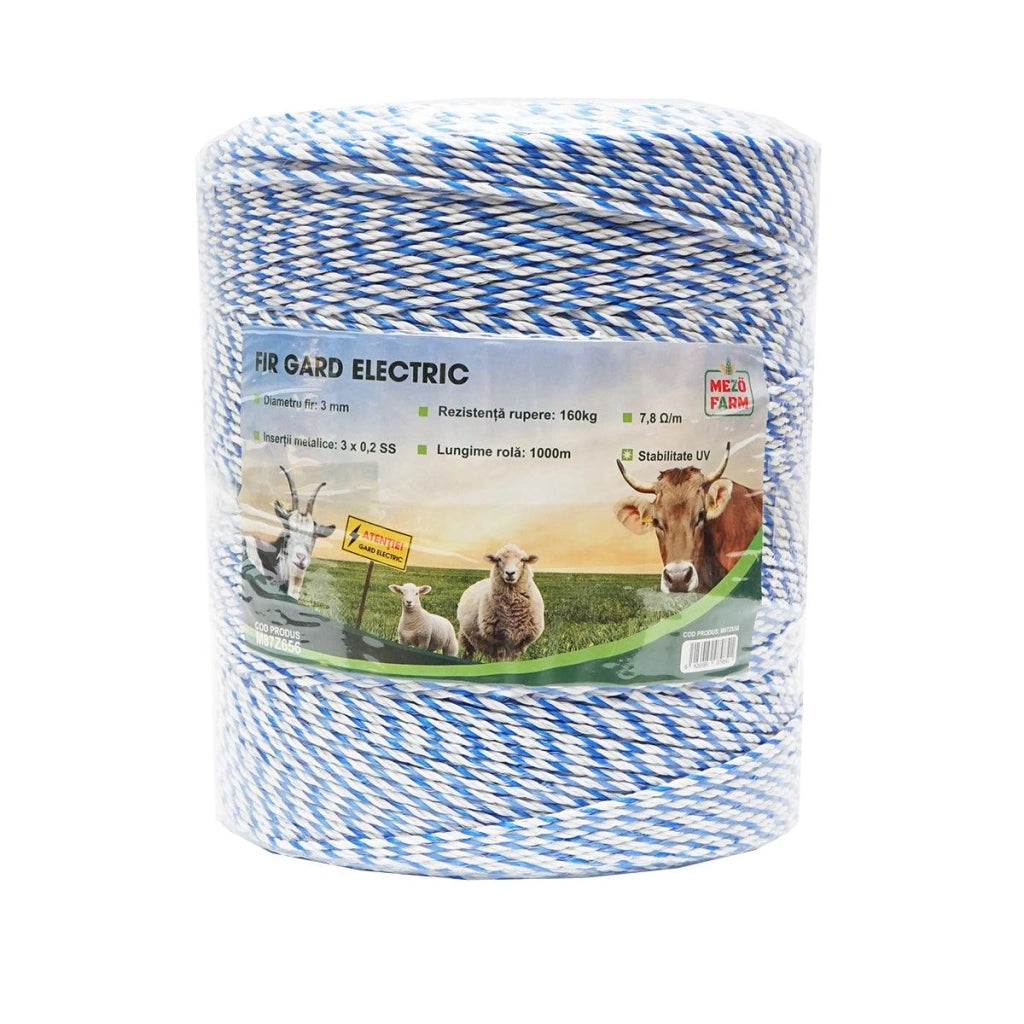 Filo per recinto elettrico, Lunghezza 1000 mt, Ø 3mm. 3x0.2mm. SS, 7,8 Ohm/m, recinzioni elettriche MEZOFARM