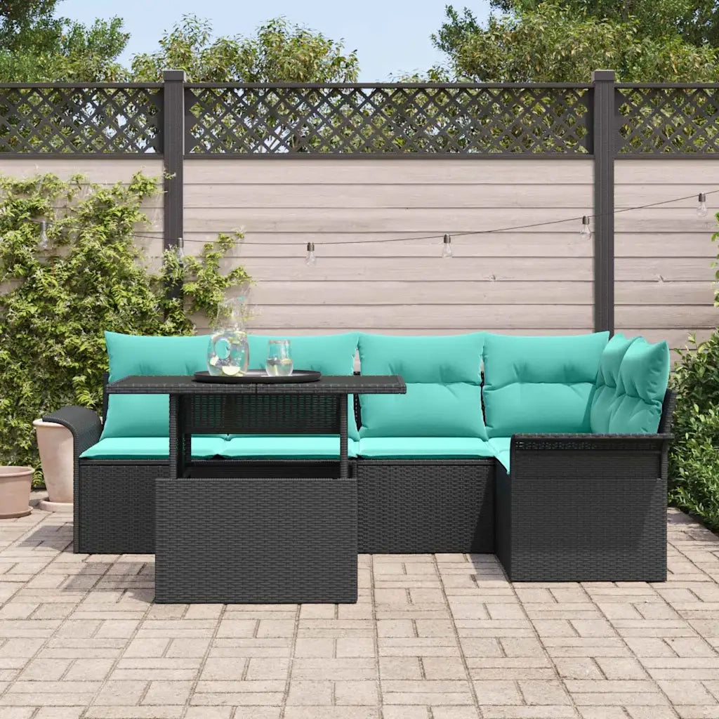 Set Divano da Giardino 6 pcs Nero Rattan in Polipropilene 3357029