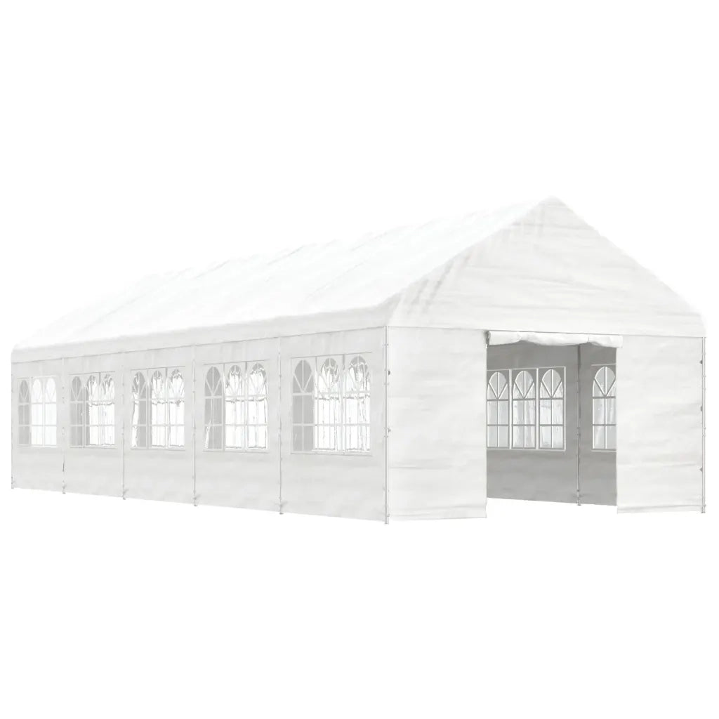 Gazebo con Tetto Bianco 11,15x4,08x3,22 m in Polietilene 3155489